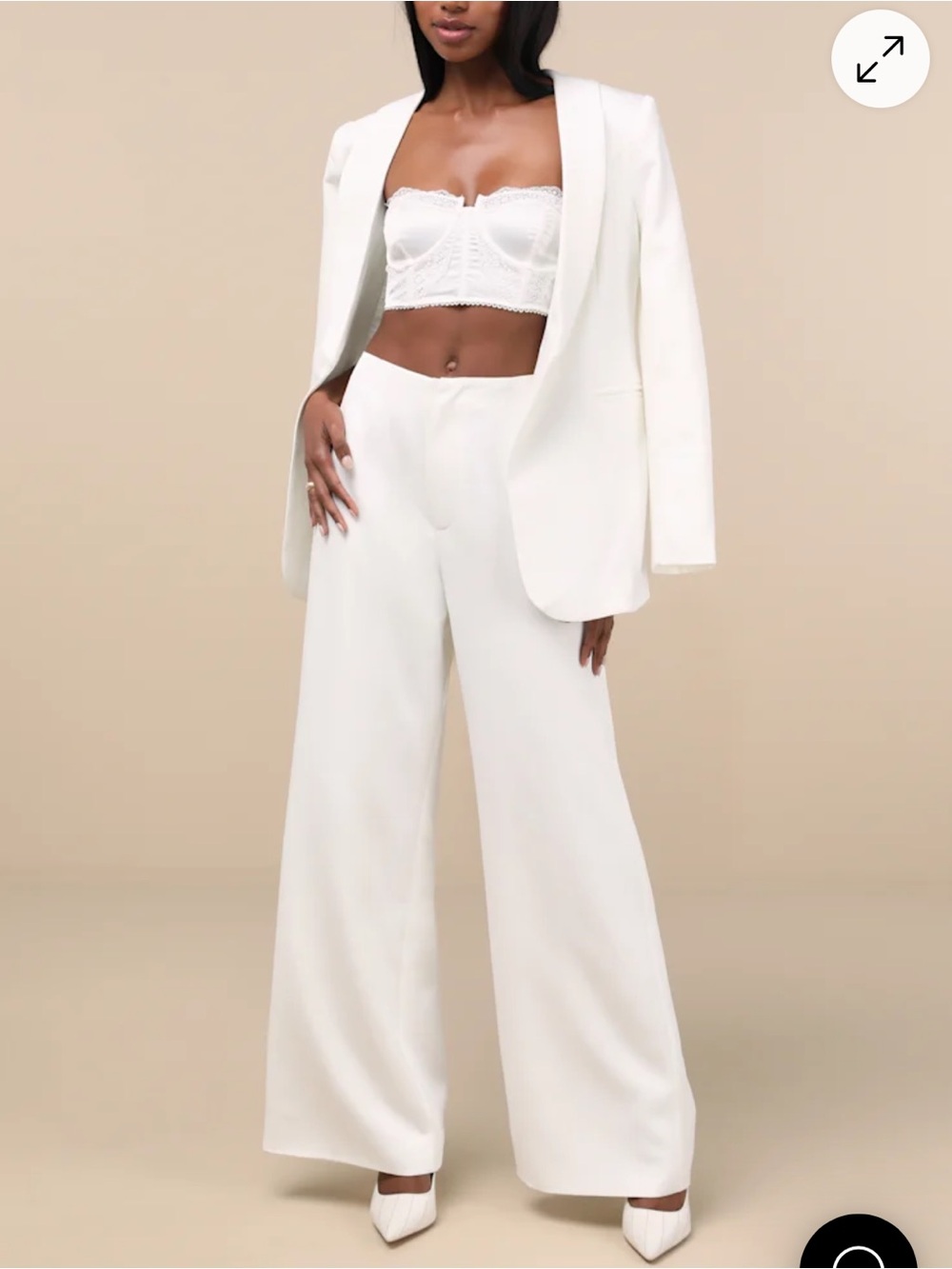 Lulus x Elliatt Florence Ivory High Rise Wide Leg Trousers XS Wedding Resortwear